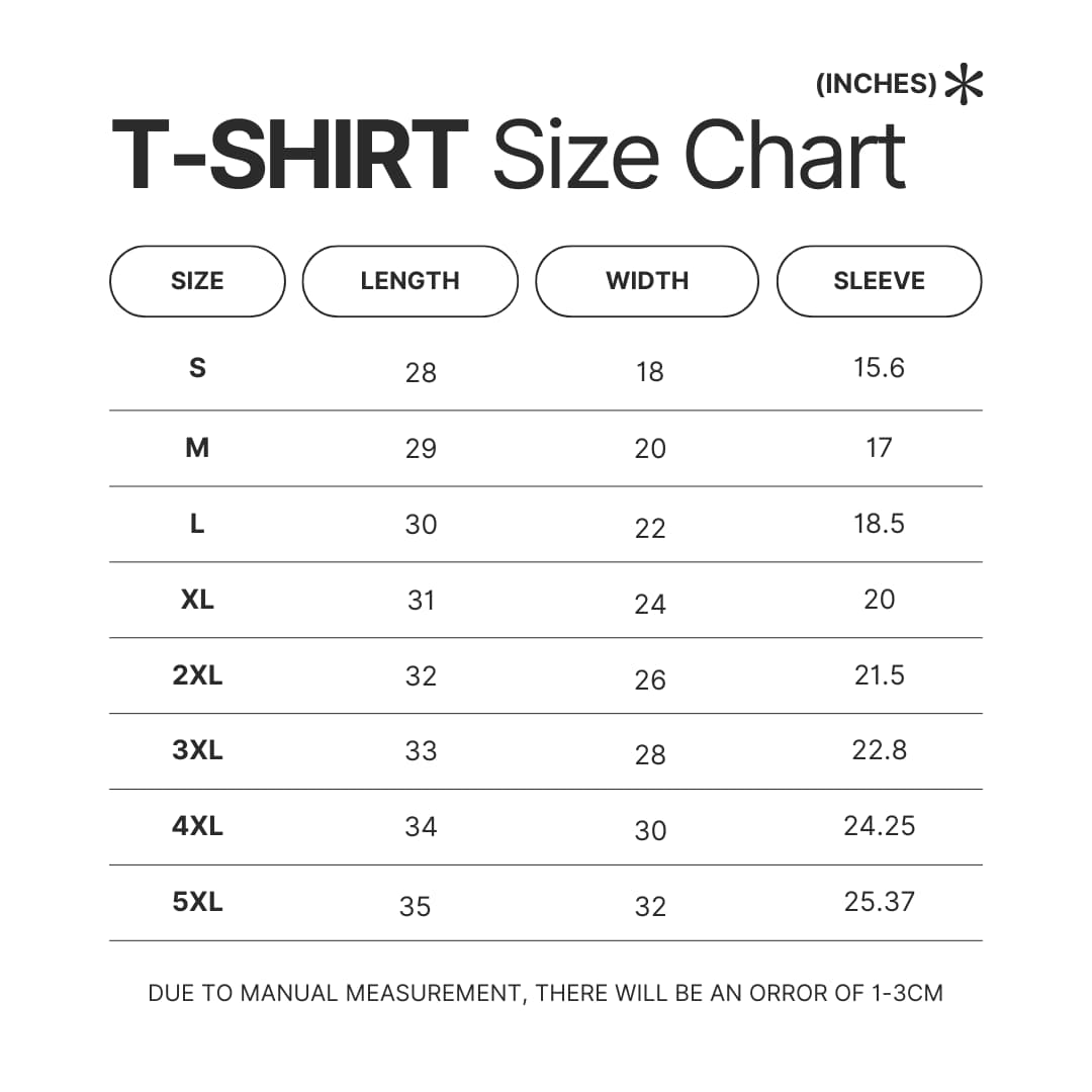 T shirt Size Chart - The Last Of Us UK Store