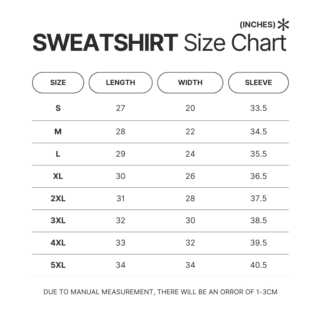 Sweatshirt Size Chart - The Last Of Us UK Store